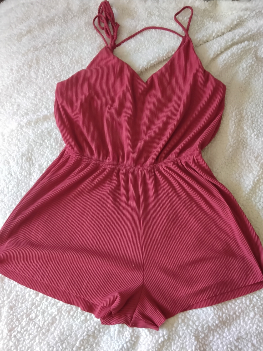 Xhilaration Ribbed Tank Romper in Rose Pink